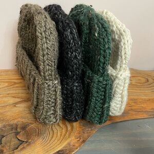 new Hand Knit chunky beanie hat, wool blend, unisex
